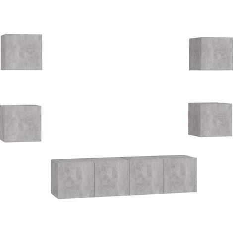 Maison Exclusive - 6-tlg. TV-Schrank-Set Betongrau Holzwerkstoff (1/5)