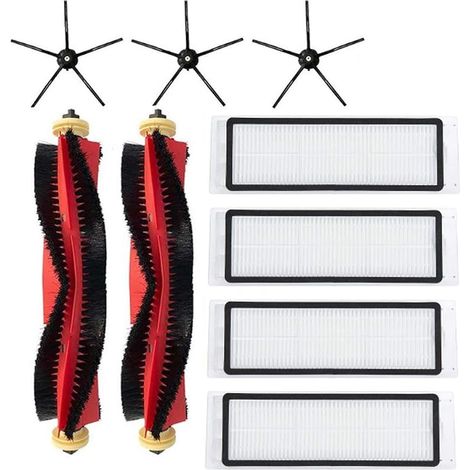 Lot de 9 brosses à rouleaux de rechange pour Xiaomi Roborock S5 Max S6 Pure S6 MaxV S60 S65 Filtre HEPA Chiffon Accessoire (Blanc) (1/5)