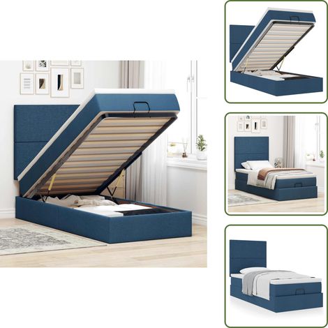 vidaXL Ottoman-Bett mit Matratze Blau 100x200 cm Stoff (1/5)