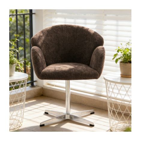 MEUBLIV Silla de comedor giratoria 360° marrón de tela y acero inoxidable 64x64x78 cm (1/5)