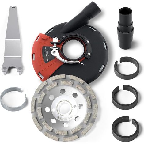 1 Kit Capot D'aspiration, Bagues Adaptation, Meule Diamantée 125mm, Pour Béton Pierre (1/5)