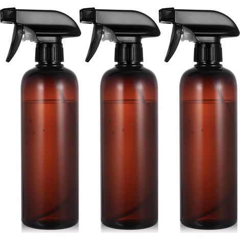 3 flacons pulvérisateur 500 ml – bouteilles spray vides rondes marron pour ménage, nettoyage, jardin, coiffeur (1/5)