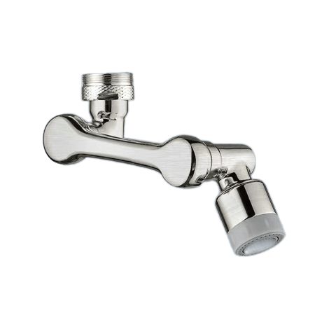 Rallonge de robinet pivotante à 1080° - 2 sorties d'eau argentée (1/5)