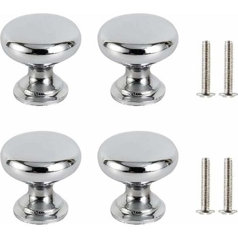 4PCS Tiroir de Porte Poignée Argent, 30mm Bouton de Meubles Porte , Rond Boutons de Tiroir, Boutons de Porte Poignées de Meuble pour Placard Armoire Cuisine, Chambre d'enfant avec 4 vis (1/5)