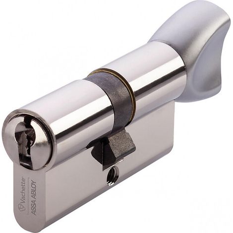 Vachette – Cylindre de serrure double à bouton HDI+ A2P – Laiton nickelé – 4 clés – Dimensions 30mm x 30mm – Sécurité renforcée