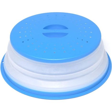 Cloche Micro Ondes- Couvercle Pliable Couverture de Protection Anti-éclaboussures Passoire pour Fruits et Légumes sans BPA et Non Toxique (Bleu)-Fei Yu (1/5)