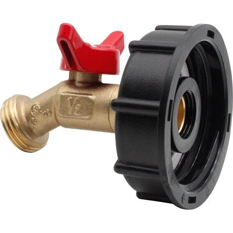 Robinet Cuve 1000L,Adaptateur de réservoir IBC Connecteur à filetage 1/2",IBC Adaptateur IBC S60 x 6 Filetage grossier,Robinet de Jardin pour Recuperateur Eau de Pluie (1/4)