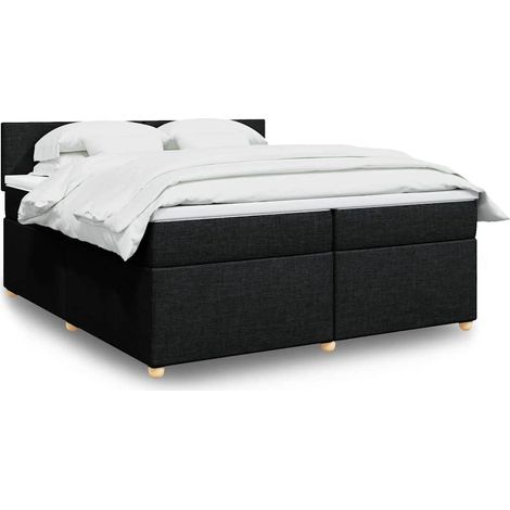 Boxspringbett mit Matratze Schwarz 200x200 cm Stoff (1/5)