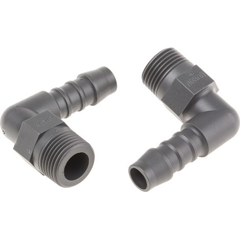 RS PRO Mâle Coude 3/8pouce, BSP 3/8" mâle, en Nylon ( Prix pour Paquet de 5 )