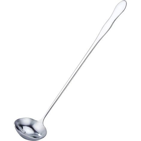 Cuillère à Long manche en acier inoxydable, petite tête ronde et profonde pour mélanger l'assaisonnement à l'huile de soupe (1/5)