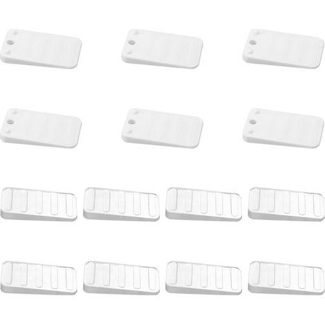 14 Pieces Non-Slip Furniture Wedges, Stackable and Adjustable Transparent Plastic Wedges for Uneven Floors, Leveling Tables and Other Furniture (1/5)