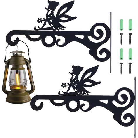 2 Pièces équerre Suspension Plante Crochet Mural,Supports Jardin Suspendus Cintres Pot Fleur,Support de Panier Suspendu à Montage Mural,pour Mangeoire à Oiseaux,Lanterne,Carillon,Jardinière (1/5)