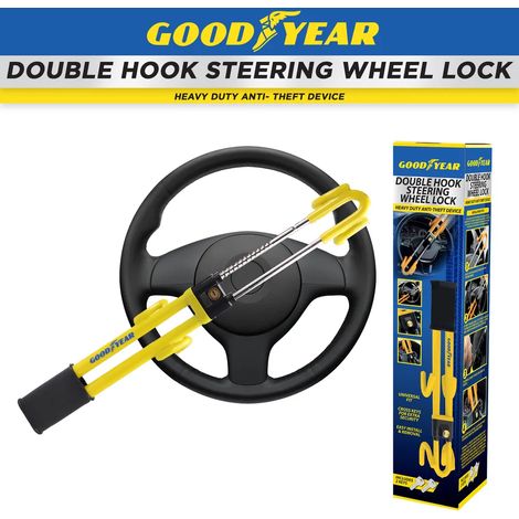 GOODYEAR STEERING WHEEL LOCK UNIVERSAL HIGH SECURITY CAR VAN CROOK LOCK 900164