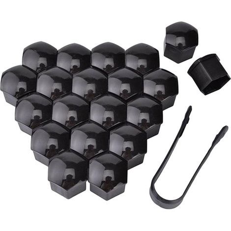 20-teiliges Set inklusive 17-mm-Radnaben-Zentralschraubenabdeckungen, Mutternabdeckungen und einem Demontagewerkzeug, schwarz. (1/5)