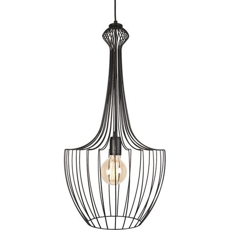 Suspension Nowodvorski Luksor métal noir Ø37 E27 60W (1/2)