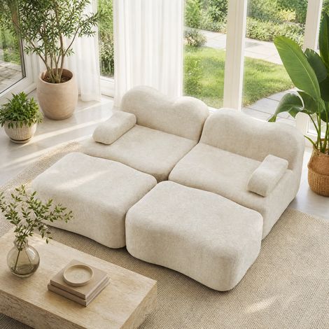 divano seduta modulare extra profondo beige senza telaio HAVRYA (1/5)
