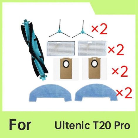 NALOOKAMIC accessoires pour balayeuse Ultenic T20 Pro : brosse principale, filtre et sacs à poussière. (1/4)