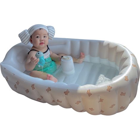 Baignoire gonflable pour bébé en forme de dessin animé, antidérapante, en PVC épais, avec lavabo intégré pour enfants. (1/5)