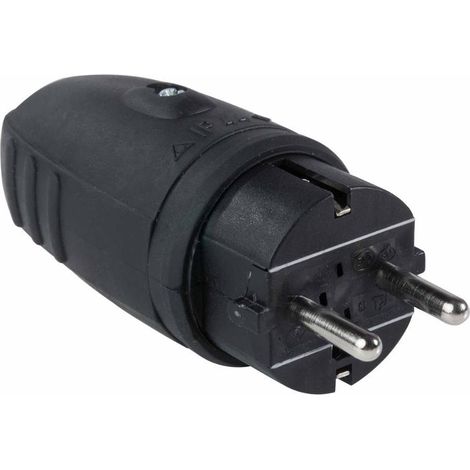 AS Schwabe 60410 Schutzkontaktstecker Gummi 230 V Schwarz IP44