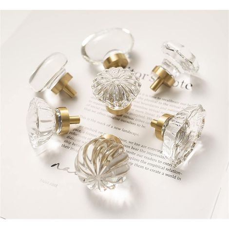 Poignées de meuble, tiroir commode, boutons transparents, meubles (1/5)