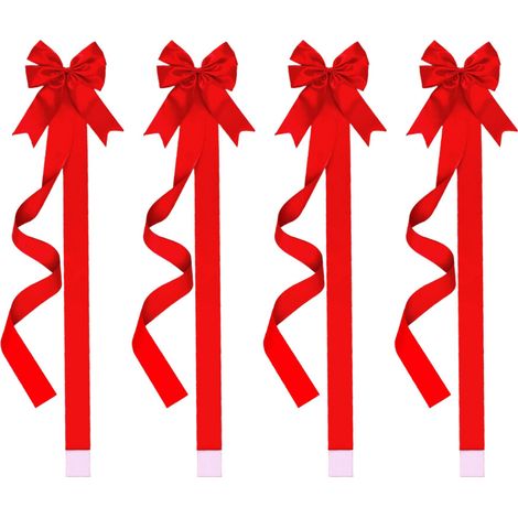 Ornement de nœud papillon de noël en Polyester-dés rouges 4pcs