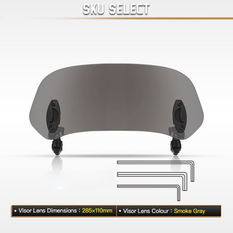 Deflettore antivento per moto, estensione universale regolabile a clip per parabrezza di scooter ADV, grigio fumé, 28,5 × 11 cm (1/5)