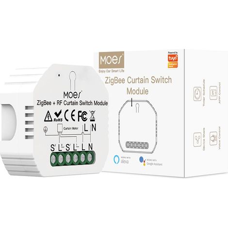 MOES ZigBee RF433 Modulo di interruttore per tende a rullo motorizzate elettrico disponibile Smart Life/Tuya APP RF433 Telecomando, compatibile con Alexa e Google Home, Richiede l'hub ZigBee di Tuya (1/4)