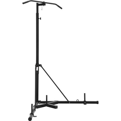 Mophorn Support de sac de frappe 2 en 1, station de boxe autoportante en acier robuste, capacité de charge 65 kg, support réglable en hauteur avec barre de traction, noir