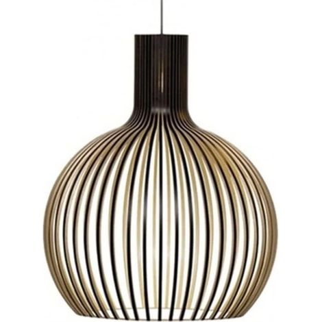 Kaelt - Rapanda – Suspension semi-globe en bois rétro – Lustre antique pour îlot de cuisine, salle à manger, salon – Compatible plafonds en pente – E26 60W (1/5)