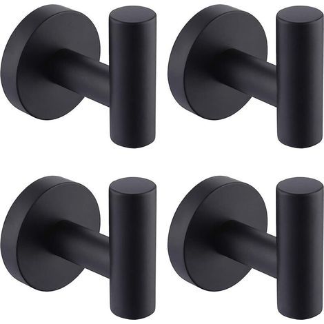 Gancio portasciugamani LangRay nero per doccia, cucina, accappatoio, appendiabiti, portasciugamani da parete, acciaio inossidabile 304, nero opaco, confezione da 4 (1/5)