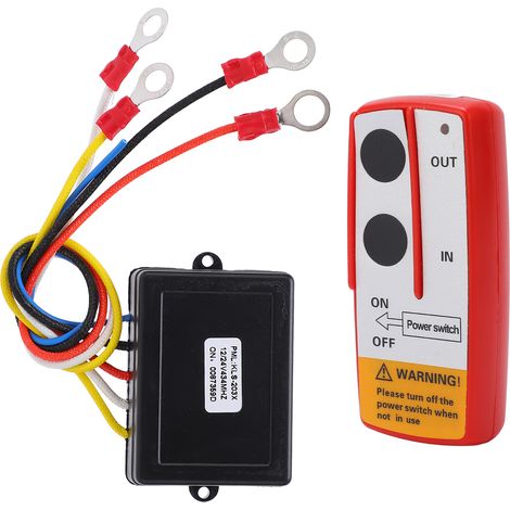 Télécommande sans fil universelle pour treuil 12V 24V avec récepteur, interrupteur pour camion, 4x4, SUV, rouge (1/5)