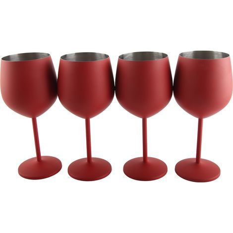 Lot de 4 verres à vin rouges mats en acier inoxydable de 53 cl (1/5)
