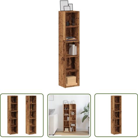 vidaXL CD-Regale 2 Stk. Altholz-Optik 21x16x93,5 cm Holzwerkstoff (1/5)