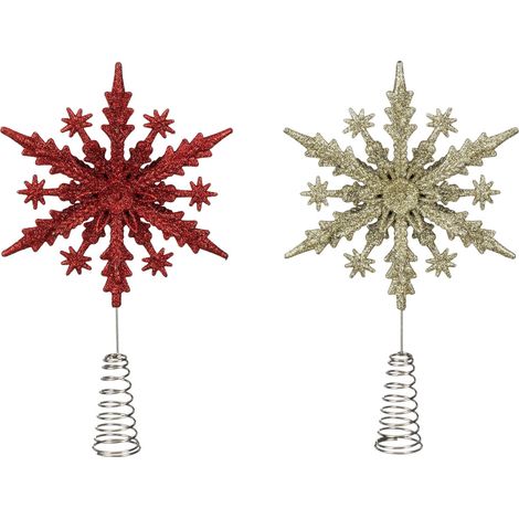 Christbaumspitze aus Kunststoff Weihnachtsstern rot gold 23 cm 2-fach sortiert Schmuck