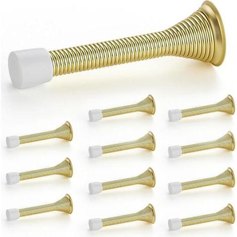 Fermaporta, set da 12, color oro, a molla, con fermo in gomma, per la parte inferiore della porta.