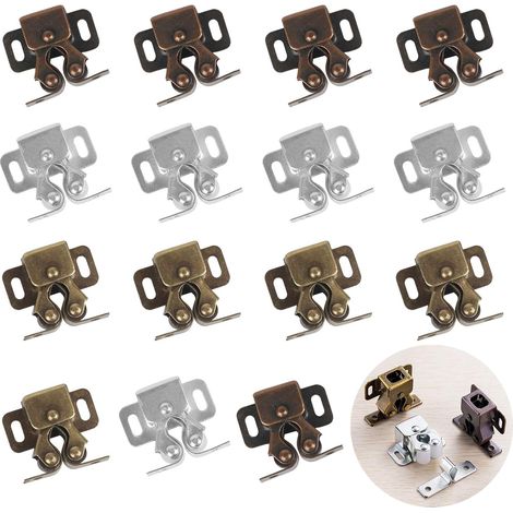 QAZQA 15 Pcs Loqueteaux de Porte Placard Loquets de Fermeture pour Porte à Double Armoire Tiroir Verrou de Laiton Poli pour Chambre Maison Bureau Ferme-Porte Métallique 3 Couleurs (1/5)