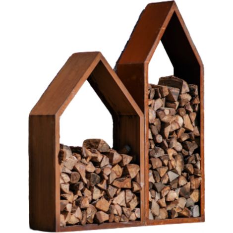 Range bûches Métal - Rouille 73 x 34 x 195 cm (1/3)