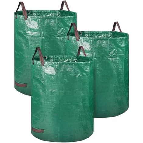 Sacs à déchets de jardin réutilisables - A386 - 72 gallons - PP durable, imperméable et résistant aux déchirures - 4 poignées renforcées (1/4)