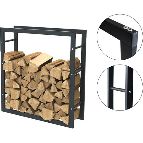 Bc-elec - HHWPF0024 Estantería para leña de acero negro 80x100x25CM, estantería para leña, estantería para troncos (1/4)