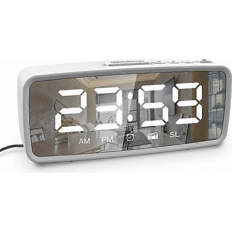 Réveil électronique LED avec miroir (version horloge électronique blanche) (1/5)