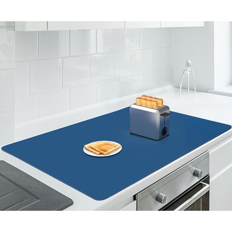 Tapis en silicone extra large 90 x 60 x 0,2 cm, multi-usages, épais, résistant à la chaleur, expédié enroulé, antidérapant, imperméable, protection de comptoir de cuisine, bleu (1/5)