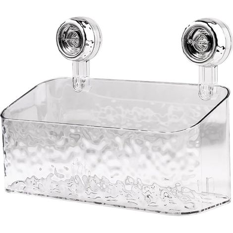 Salle De Bains Etagere Ventouse,Étagère Avec Motif Glacier,Boîte De Rangement Mural Pour Toilettes,Peut être Renforcé Par Rotation,Rangement Des Serviettes Et Autres Articles Divers(L-blanc) (1/5)
