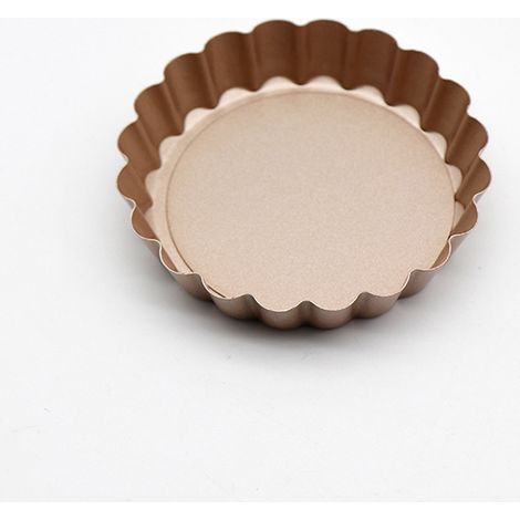 10 cm Quicheform, herausnehmbarer Boden, antihaftbeschichtet, geriffelter Rand, Mini-Tarteform, rund (gold)