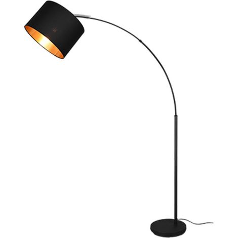 Bolivia Lampadaire en Métal Noir en Arc avec Abat-jour Noir et Or H. 171Cm (1/5)