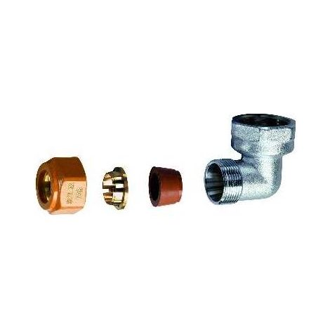 COUDE FEMELLE AVEC KIT D'ÉTANCHÉITÉ POUR INSTALLATIONS SOLAIRES Dimensions : 3/4 - Diamètre 18