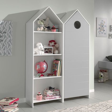 Pack - Étagère & Armoire 4 Niveaux "Casami" 171cm Blanc & Gris (1/5)
