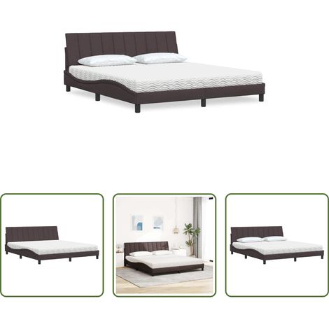 Matelas en mousse - Lit avec matelas Hanko marron foncé 180x200 cm tissu (1/5)