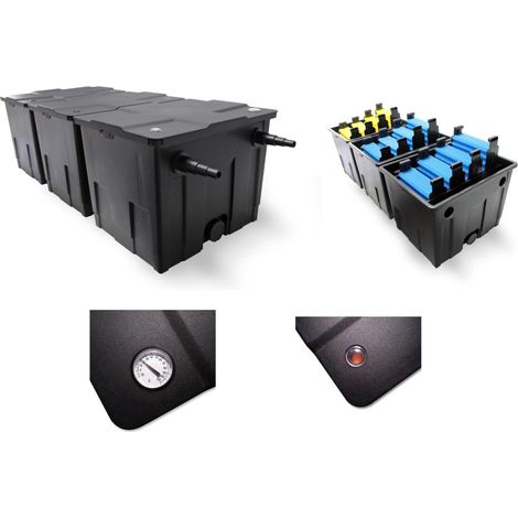Filtre de bassin biologique 3 chambres jusqu'à 90000 litres – Débit max 10000 l/h – Volume filtration 180 l – Matériau polypropylène (1/2)
