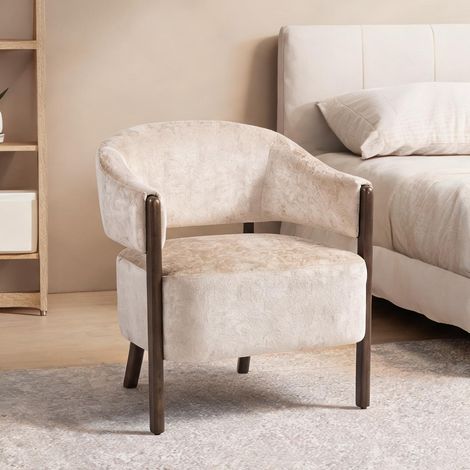 Fauteuil de salon beige en polyester Holz 71 x 63,5 x 78,5 cm (1/5)