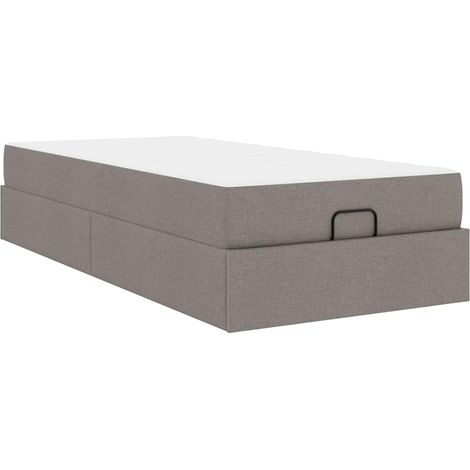 Lit simple,Lit adulte,Cadre de lit avec matelas Taupe 90 x 200 cm tissu CFW3070637 (1/5)